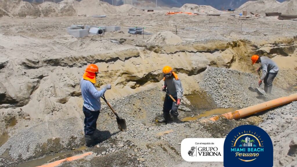 Vista aérea avance de obras Miami Beach Peruano Casma Áncash